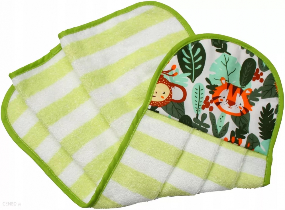 Prosop copii din bumbac pentru fata si maini 52x42 cm Green Stripes - 1 | YEO