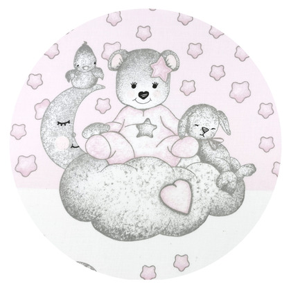 Prosop mare cu gluga Qmini 100×100 cm din bumbac si thermo fleece Teddy Bear with Pink Heart 100x100 imagine 2022