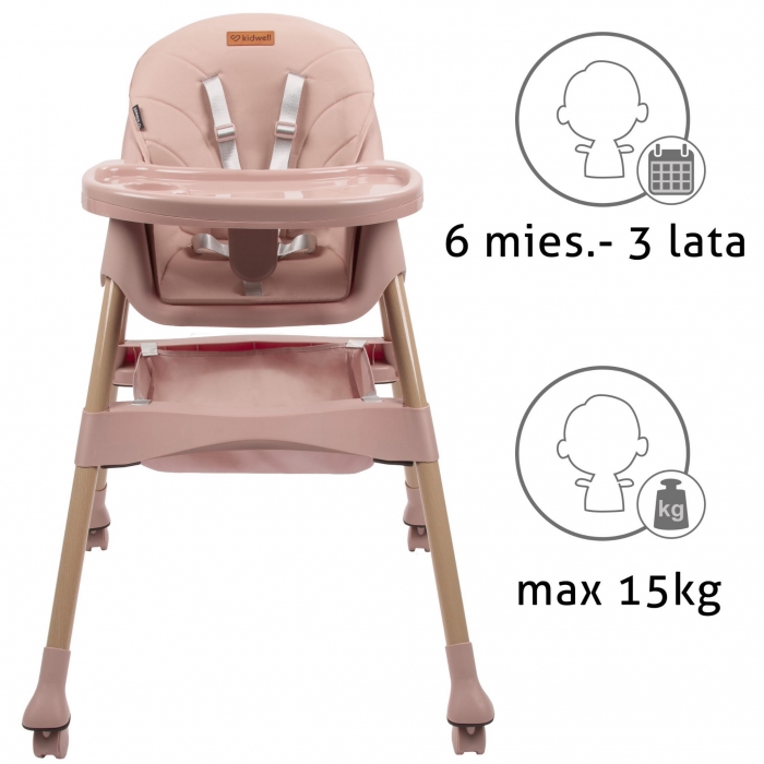 Scaun de masa 2 in 1 Kidwell Karimi roz - 1 | YEO