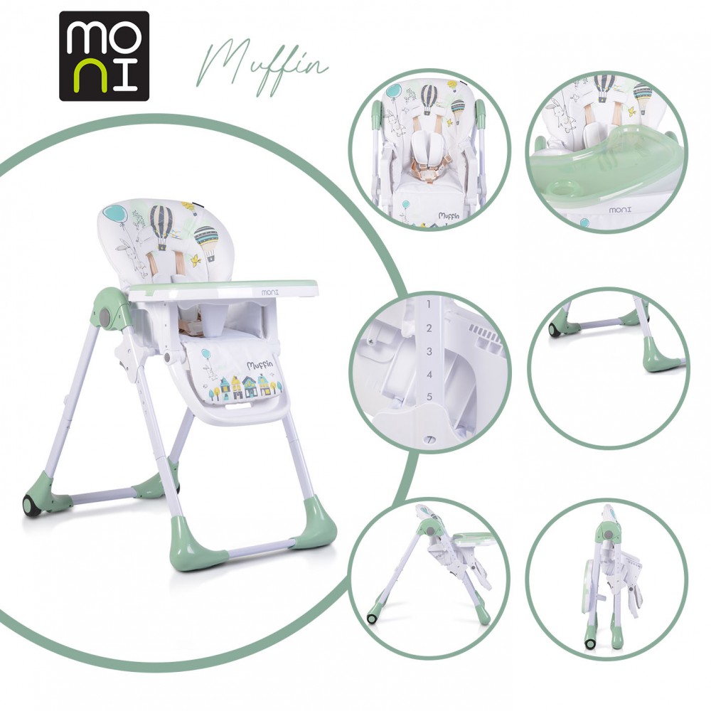 Scaun de masa Moni  Muffin cu inaltime reglabila Mint - 2 | YEO