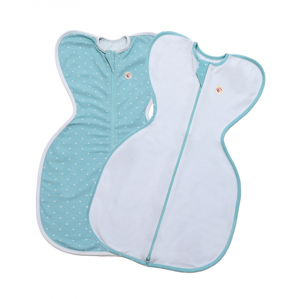 Set 2 saci de dormit swaddle First Sleep Calm Star and Coral Blue pentru nou-nascuti - 7