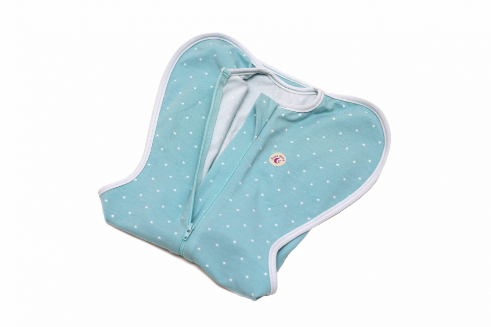 Set 2 saci de dormit swaddle First Sleep Calm Star and Coral Blue pentru nou-nascuti - 1