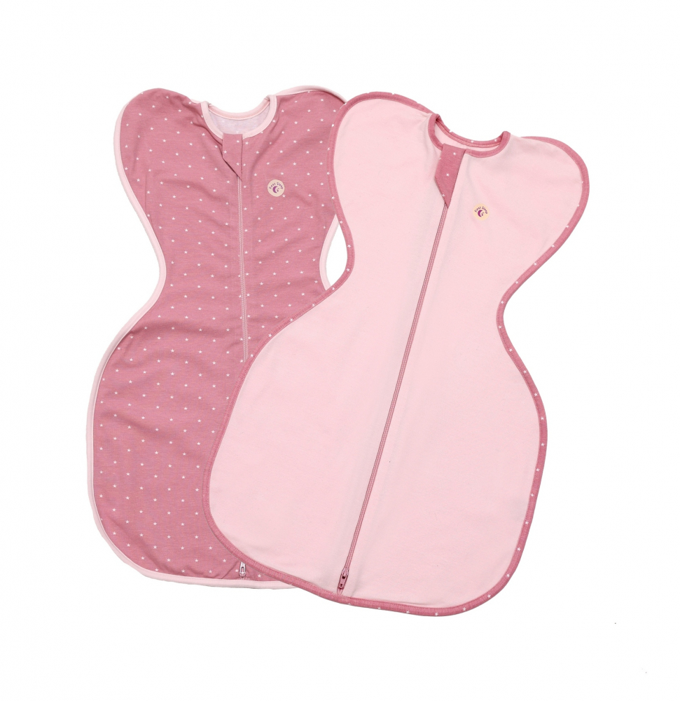 Set 2 saci de dormit swaddle First Sleep Sweet Star and Blush Pink pentru nou-nascuti - 6
