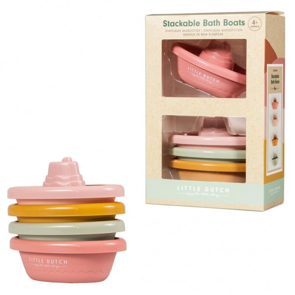 Set 4 barci de baie Little Dutch stivuibile roz - 1 | YEO