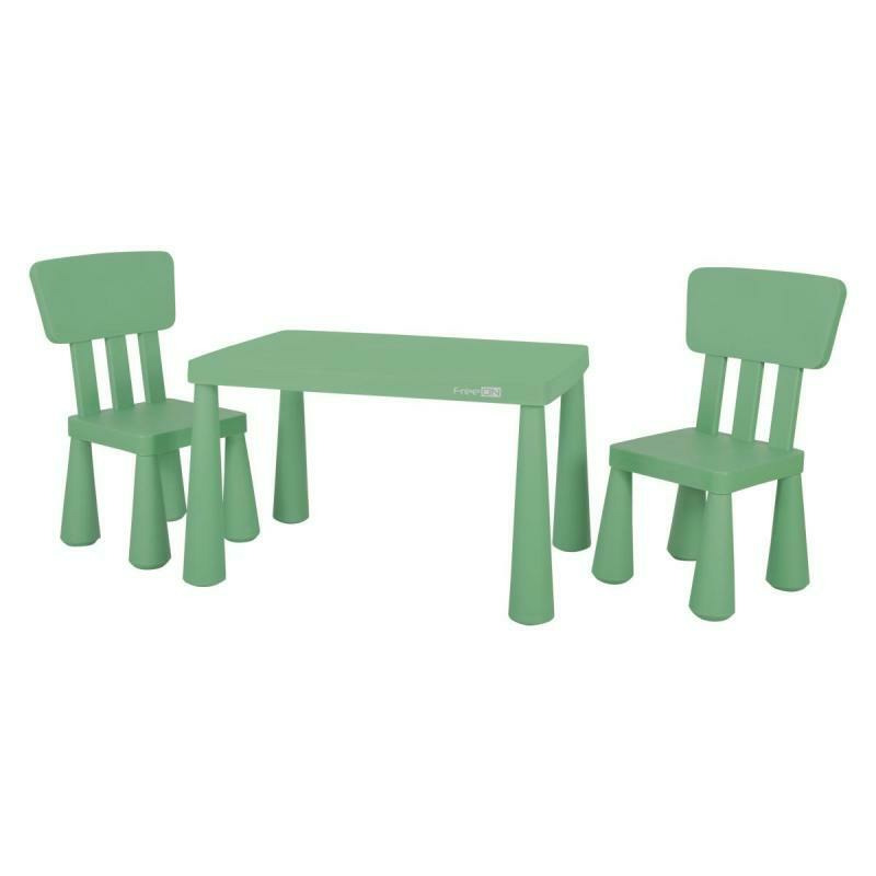 Set masuta si doua scaune pentru copii FreeON Janus utilizabil in interior si exterior Light Green - 2
