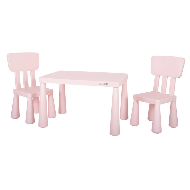 Set masuta si doua scaune pentru copii FreeON Janus utilizabil in interior si exterior Pink - 2