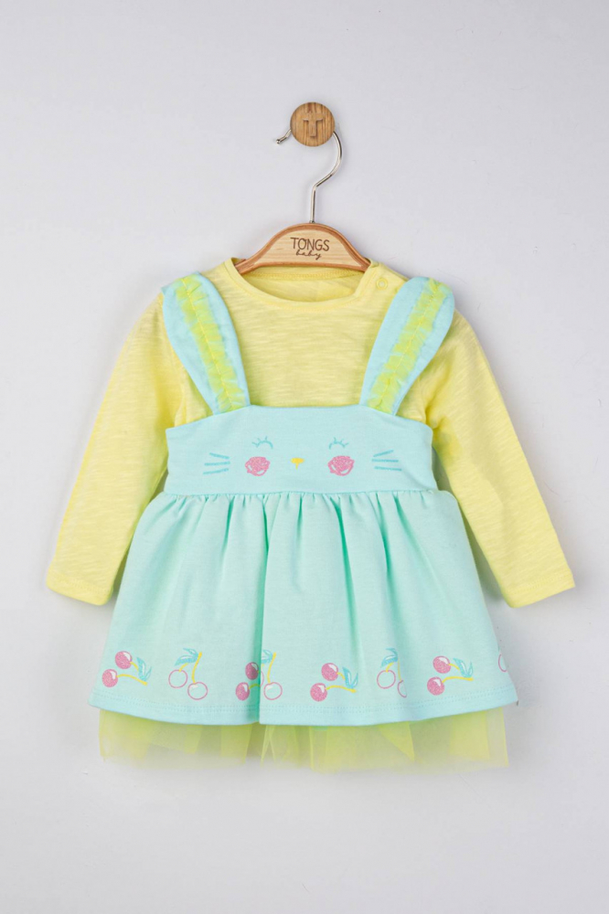 Set rochita cu bluzita pentru fetite Tongs baby Cirese Galben 18-24 Luni