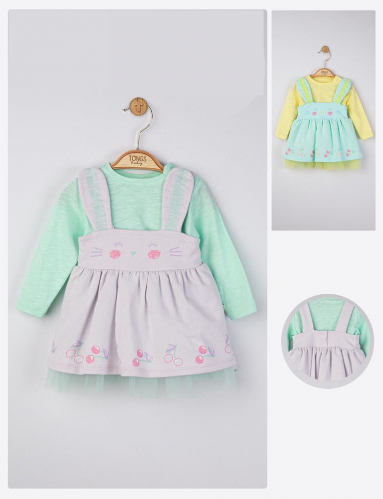 Set rochita cu bluzita pentru fetite Tongs baby Cirese Verde 18-24 Luni