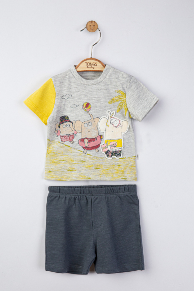 Set tricou de vara cu pantalonasi pentru bebelusi Swim Gri 12-18 Luni