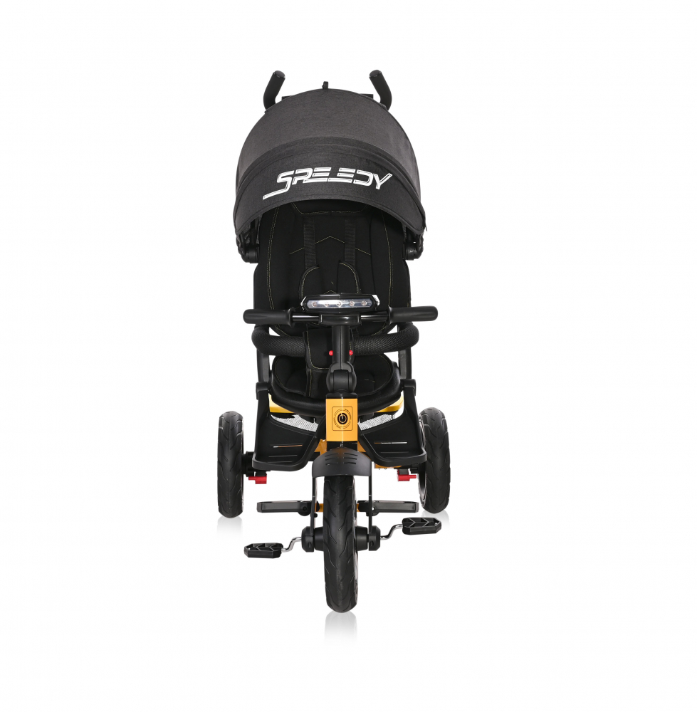 Tricicleta multifunctionala 4 in 1 Speedy Air scaun rotativ Yellow Black Air La Plimbare