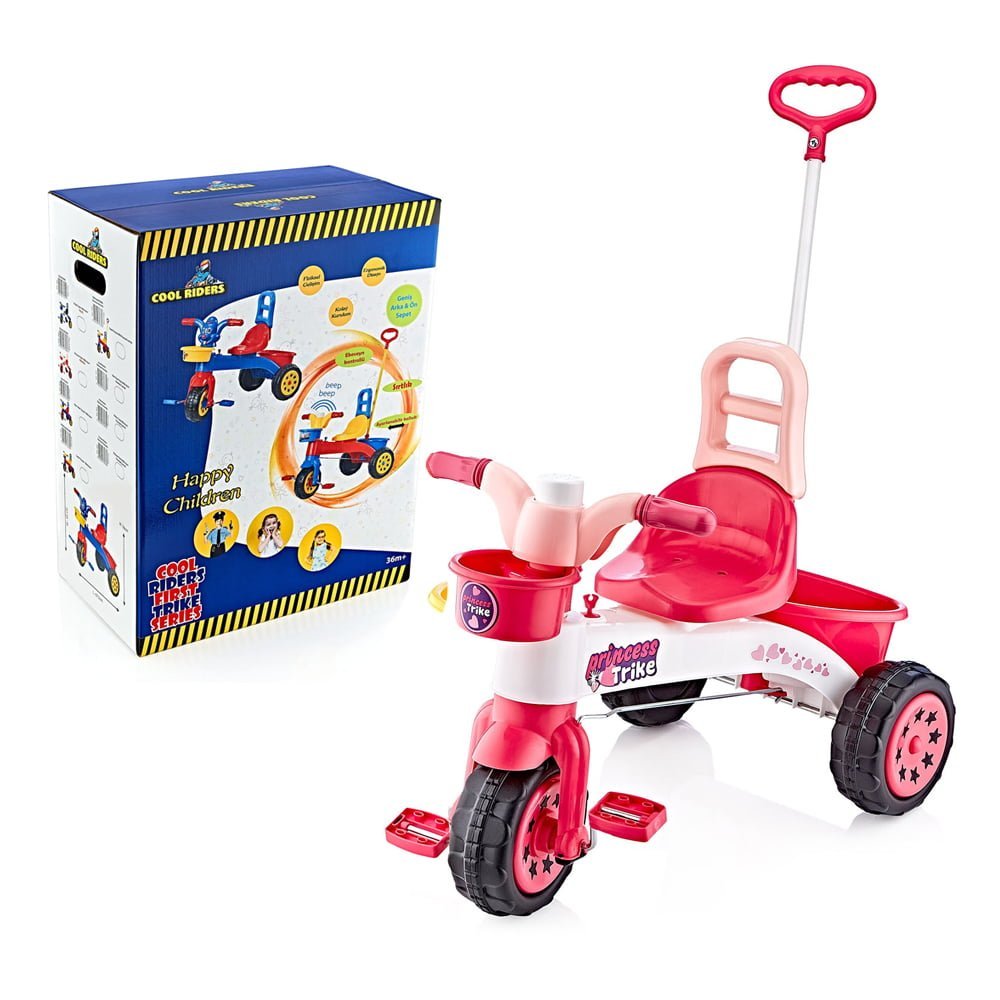 Tricicleta pentru copii cu claxon si control parental Princess in cutie Triciclete Copii imagine 2022