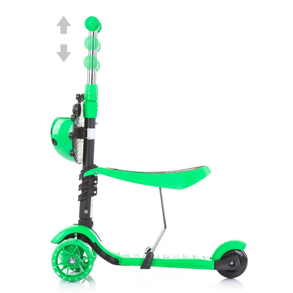 Trotineta 3 in 1 Chipolino Kiddy Evo Lime cu maner, sezut, cos, ghidon reglabil, roti cu lumini, greutate admisa 20 kg - 5