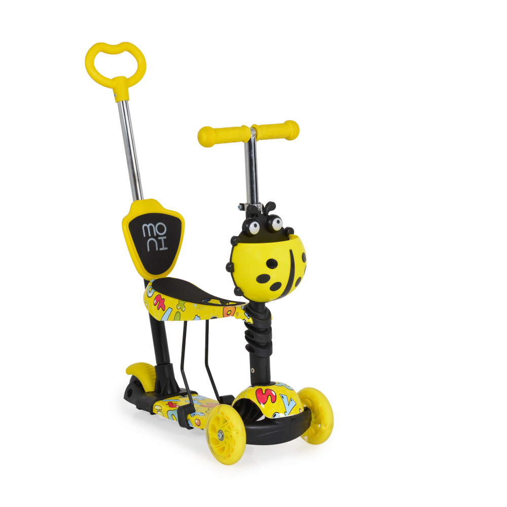 Trotineta evolutiva Moni cu maner parental si sezut Scooter 3 in 1 Lollipop Yellow - 1 | YEO