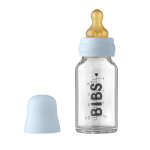 Set complet biberon din sticla anticolici Bibs 110 ml Baby Blue