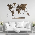 Harta lumii din lemn puzzle 3D Dark Walnut Basic L 150x90 cm