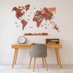 Harta lumii din lemn puzzle 3D Oak Basic L 150x90 cm