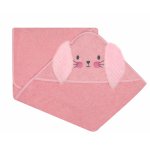 Prosop de baie cu gluga cu urechi din bumbac 80x80 cm Pink Rabbit