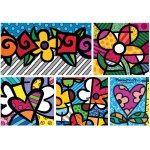 Puzzle Bluebird Romero Britto collage hearts and flowers 1500 piese