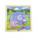 Puzzle din 9 piese mari Mama si puiul elefant Viga