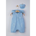 Salopeta de vara cu gluga pentru bebelusi Tongs baby Albastru 6-9 luni