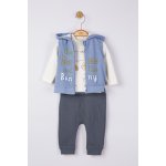 Set 3 piese pantaloni bluzita si vestuta pentru bebelusi Tongs baby Albastru 12-18 Luni