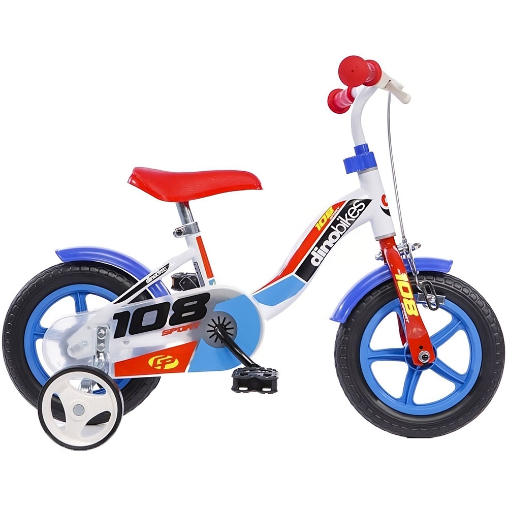 Bicicleta copii Dino Bikes 10 inch 108 Sport alb si albastru cu frana - 1
