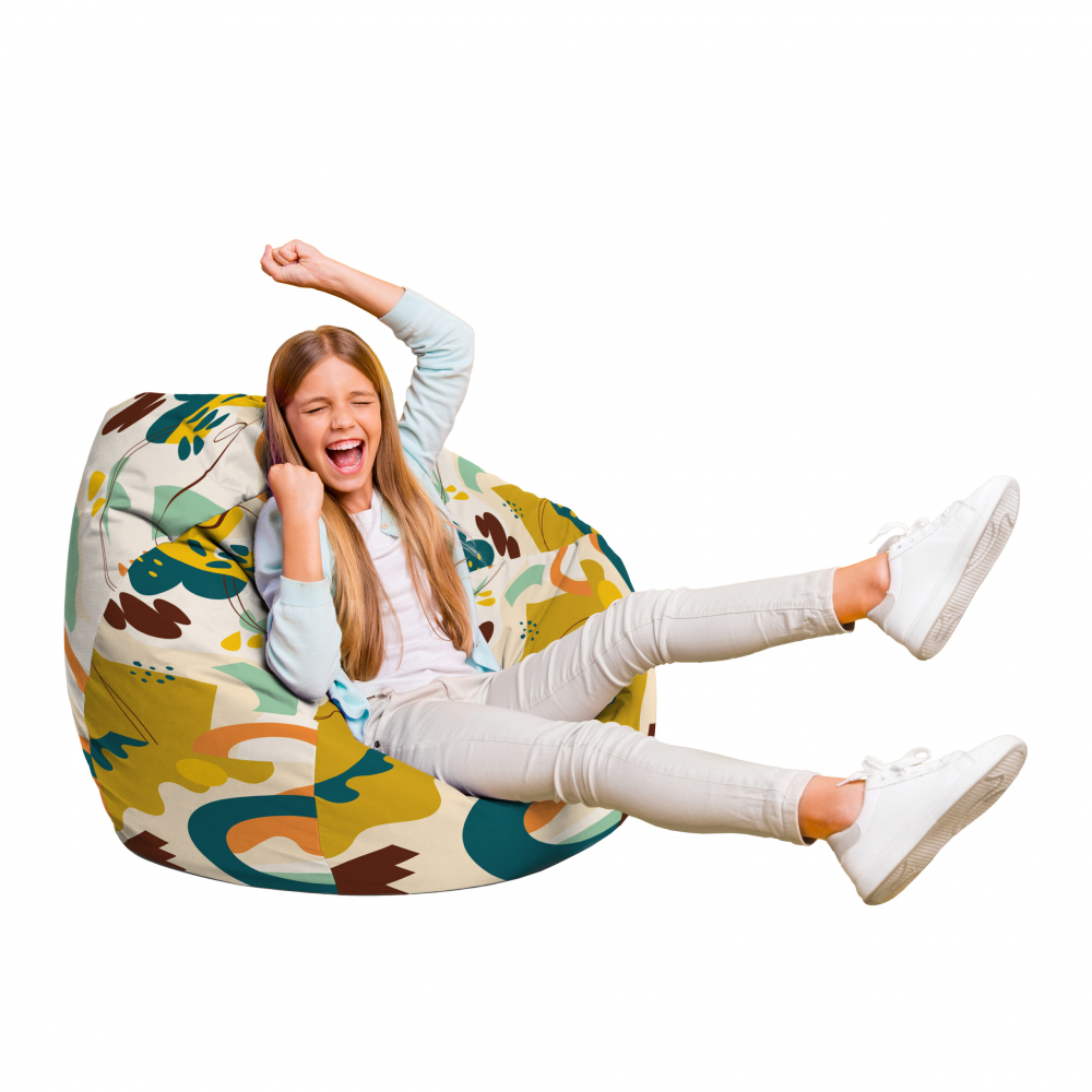 Fotoliu Puf Bean Bag tip Para L abstract jungle ocru