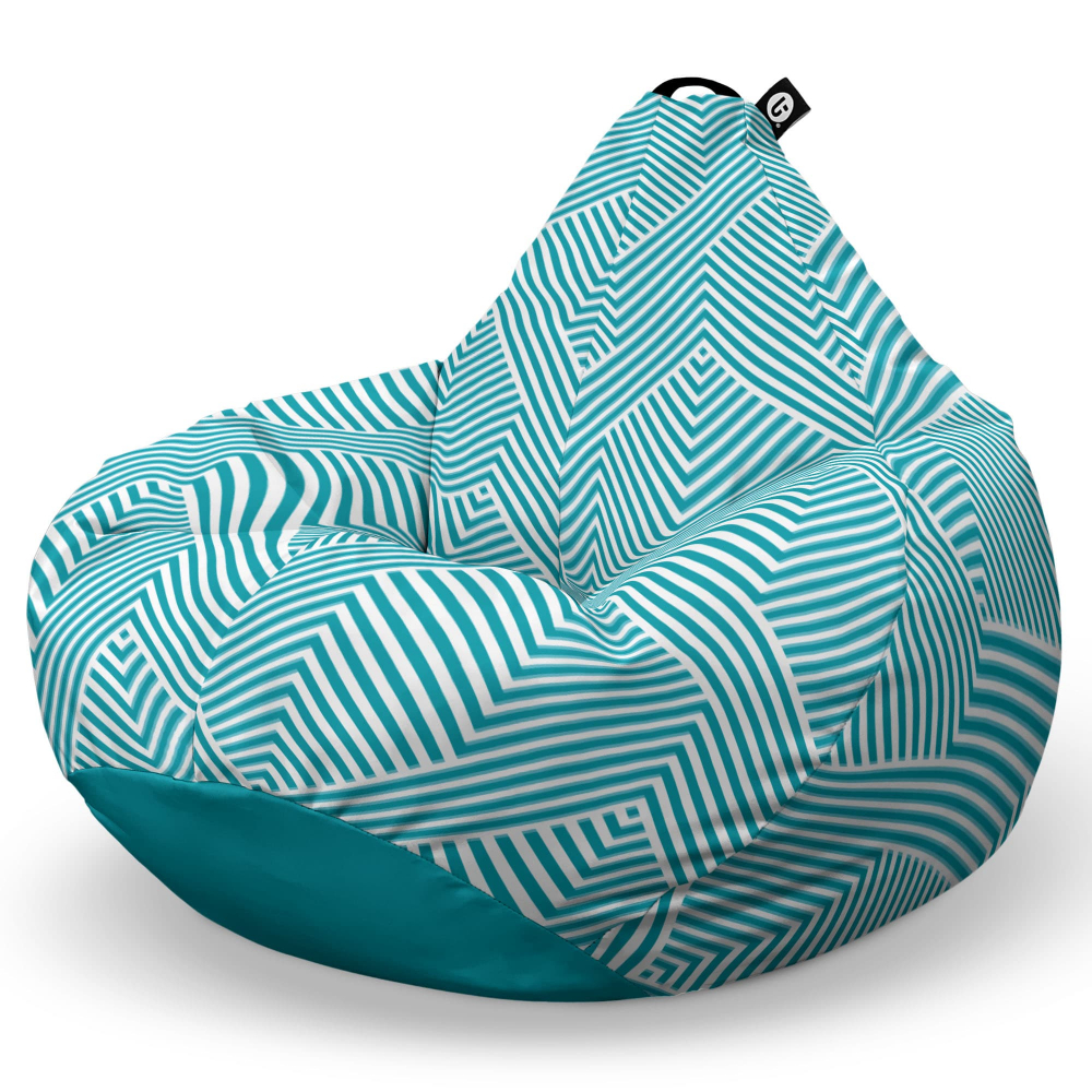 Fotoliu Puf Bean Bag tip Para L motiv alb cu bleu - 5