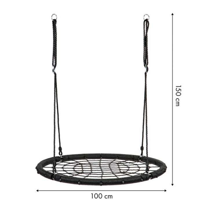 Leagan pentru copii Ecotoys rotund tip cuib de barza suspendat 100 cm MIR8015 negru - 1 | YEO