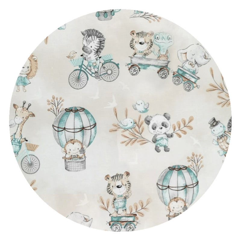 Set MimiNu prosop mare cu gluga 100x100 cm + Manusa de baie bebelusi 12x21 cm Design Zoo on Bikes Nugat