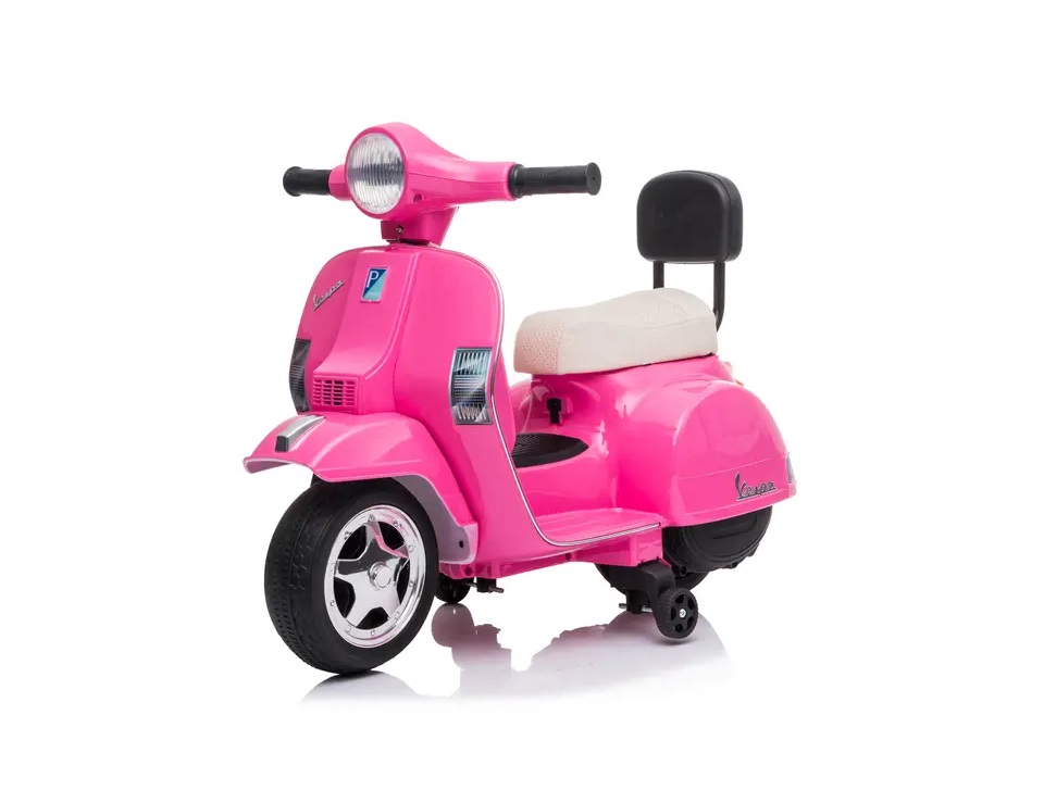 Motocicleta electrica 6V Vespa cu scaun din piele Pink