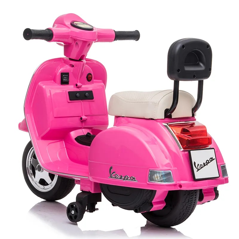Motocicleta electrica 6V Vespa cu scaun din piele Pink - 1