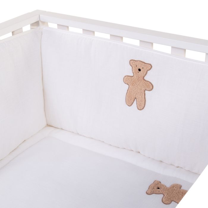 Protectie patut Childhome 35x340 cm JerseMuselina Teddy - 1 | YEO