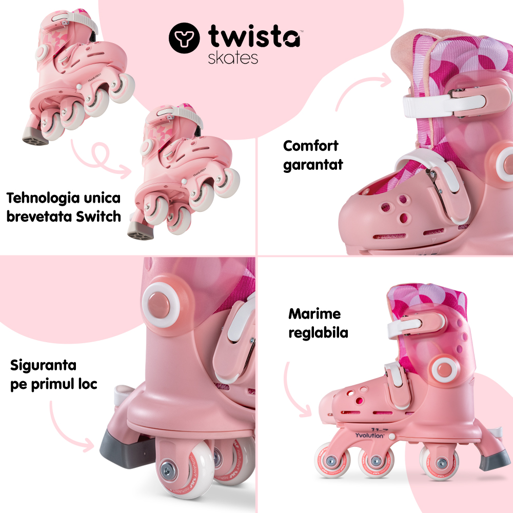 Role ajustabile Yvolution Twista Skates marime 23-28 pink - 2 | YEO