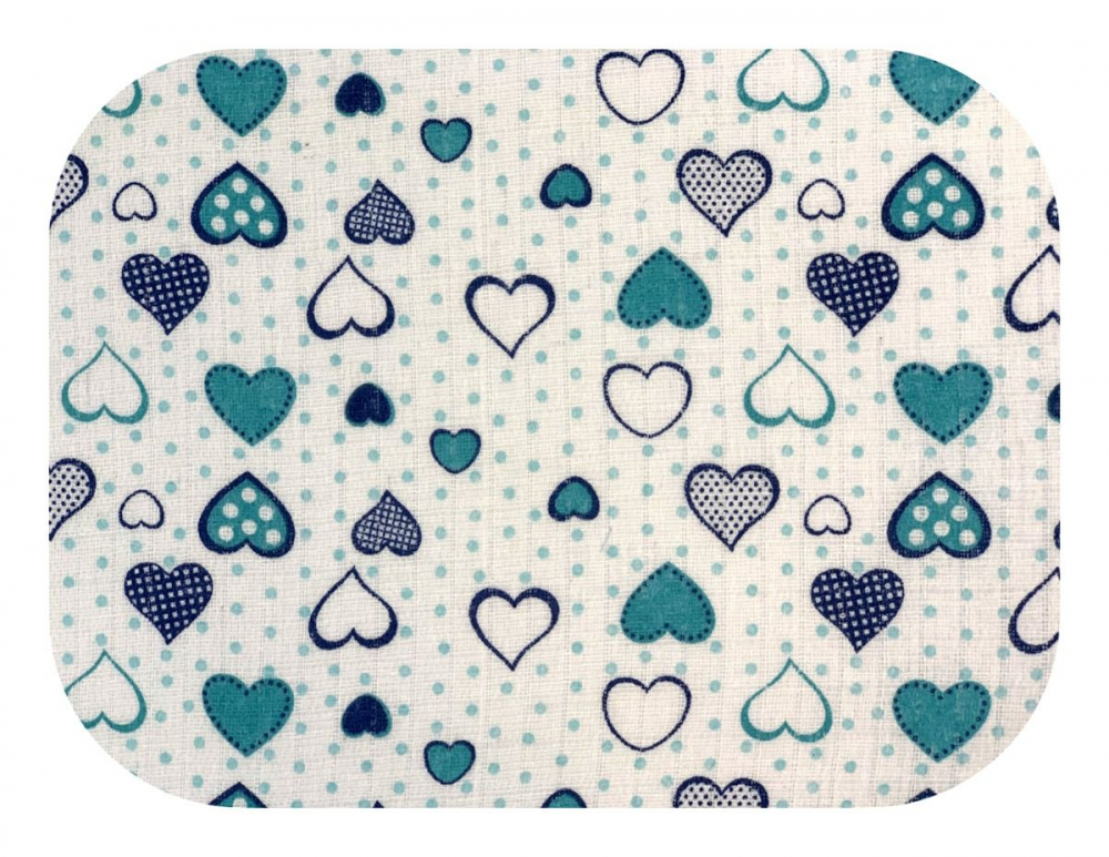 Scutec din muselina 70x80 cm Tetra model Blue Hearts