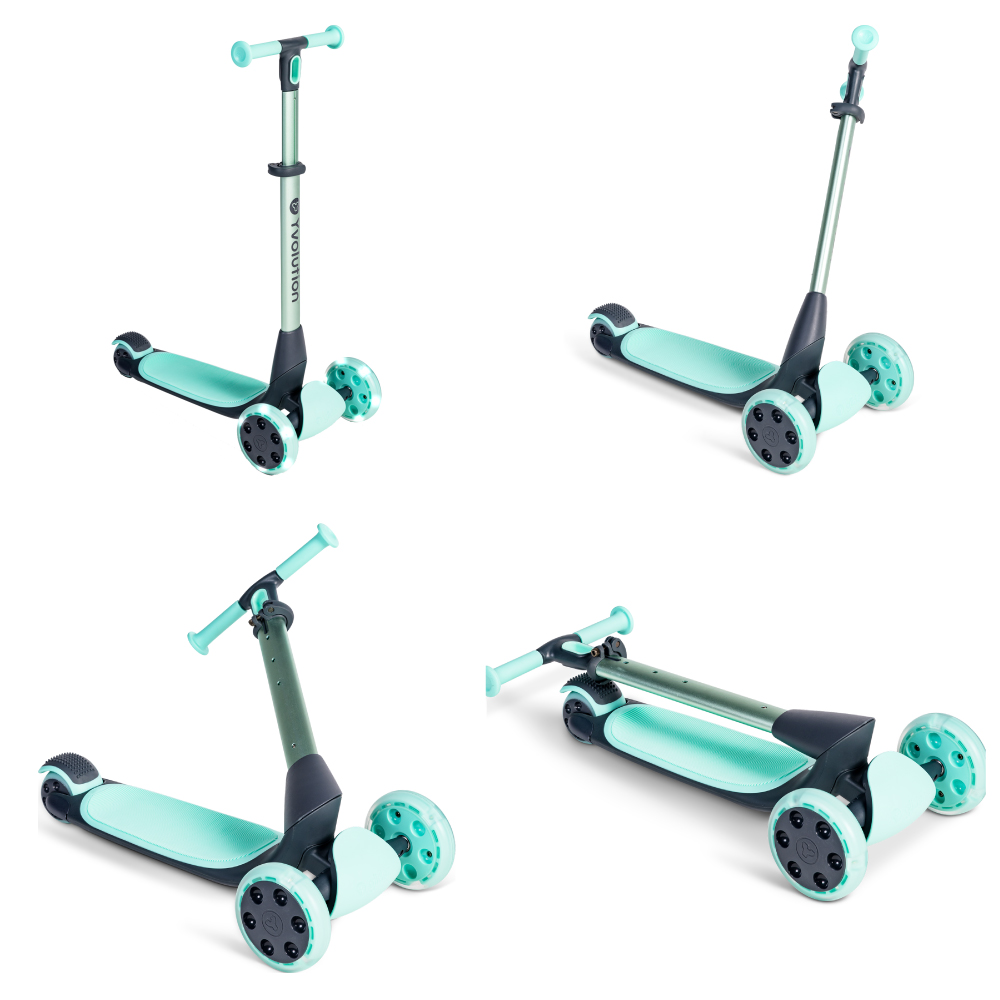 Trotineta cu 3 roti Yvolution Y Glider Nua green, pliabila, roti Led, ghidon reglabil, greutate admisa 50 kg