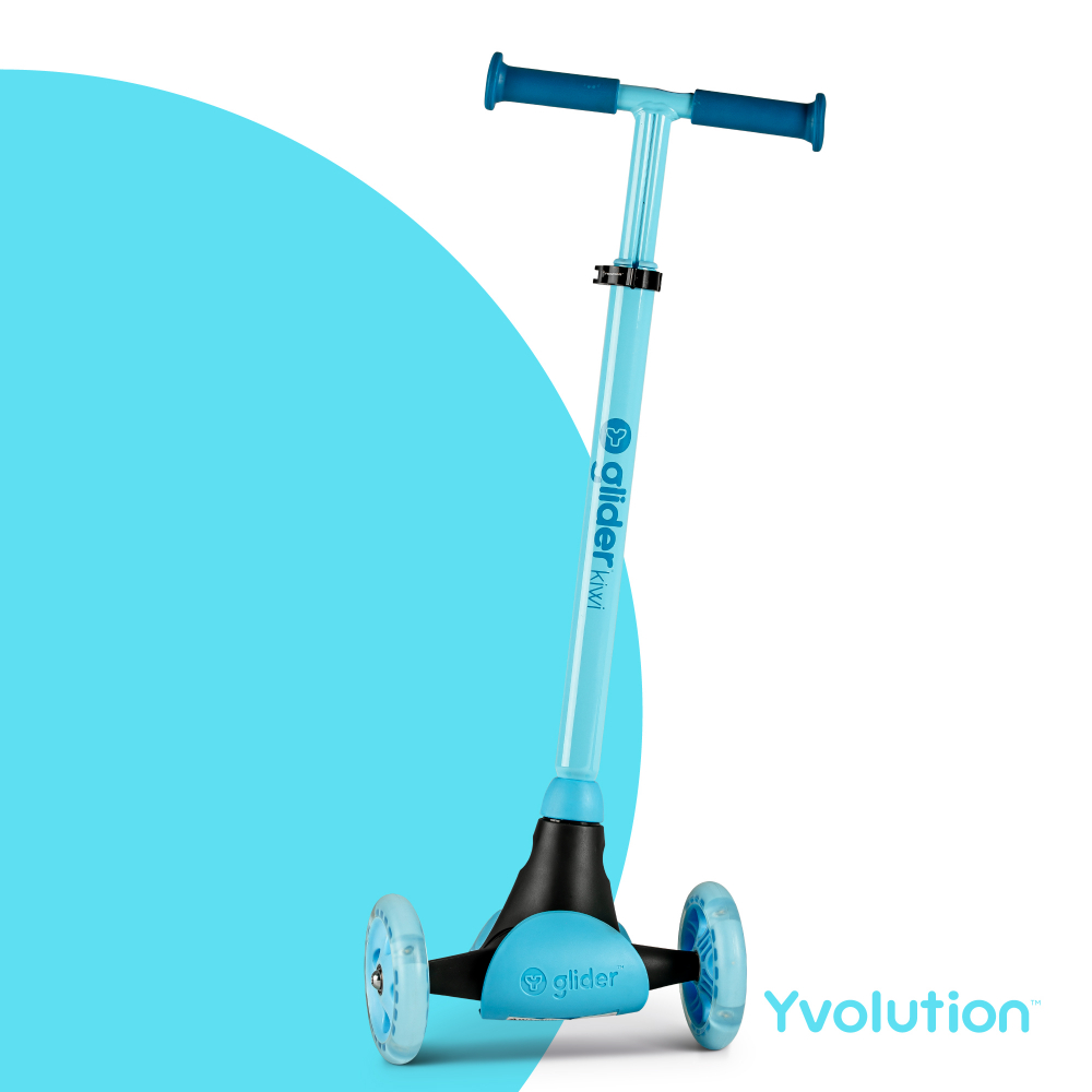 Trotineta cu 3 roti Yvolution Y Glider kiwi blue, roti Led, ghidon reglabil, greutate admisa 50 kg - 1