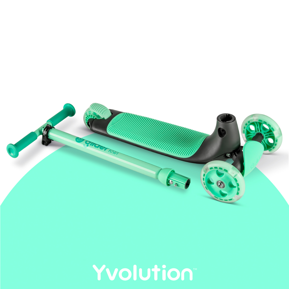 Trotineta cu 3 roti Yvolution Y Glider kiwi green, roti Led, ghidon reglabil, greutate admisa 50 kg - 2