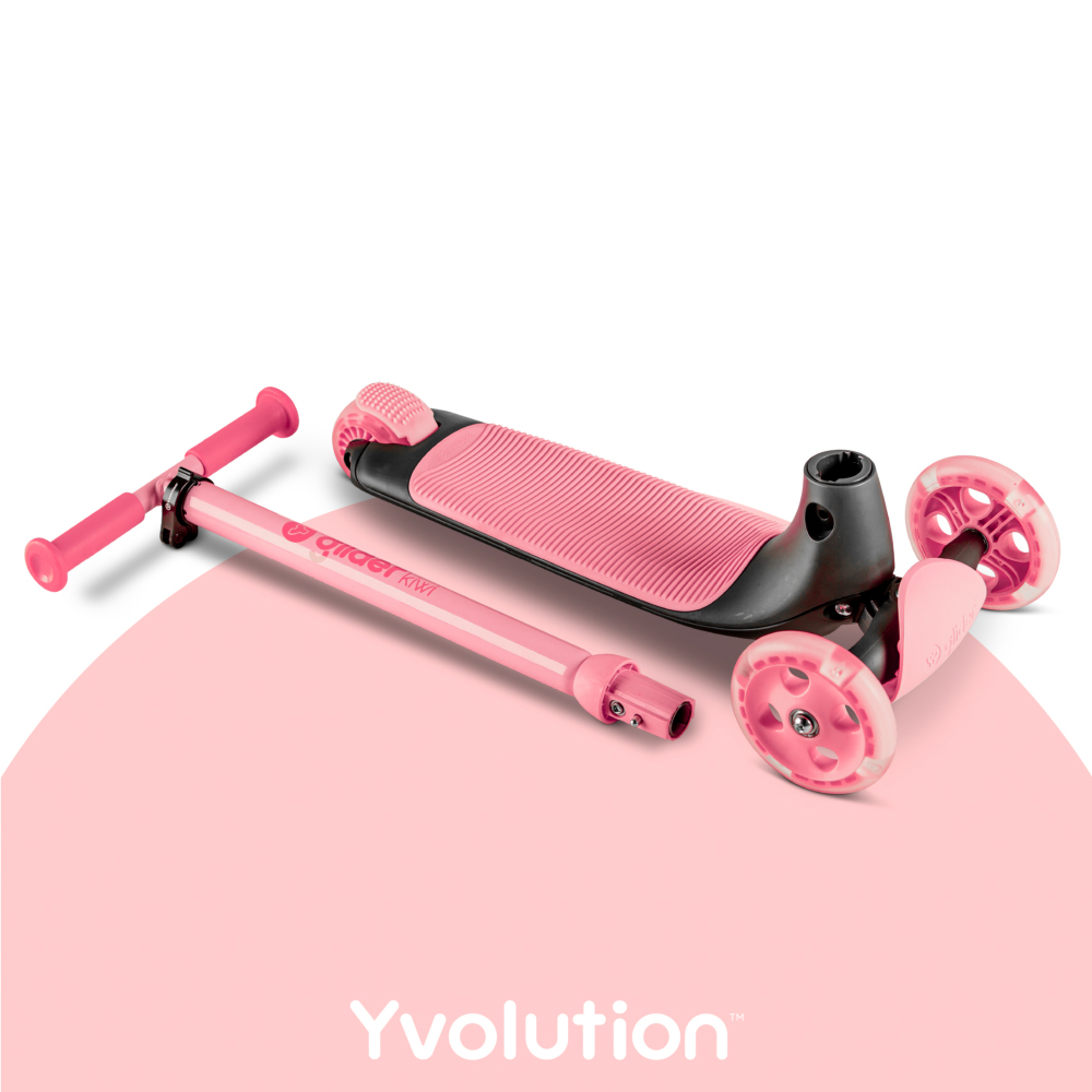 Trotineta cu 3 roti Yvolution Y Glider kiwi pink, roti Led, ghidon reglabil, greutate admisa 50 kg - 2 | YEO