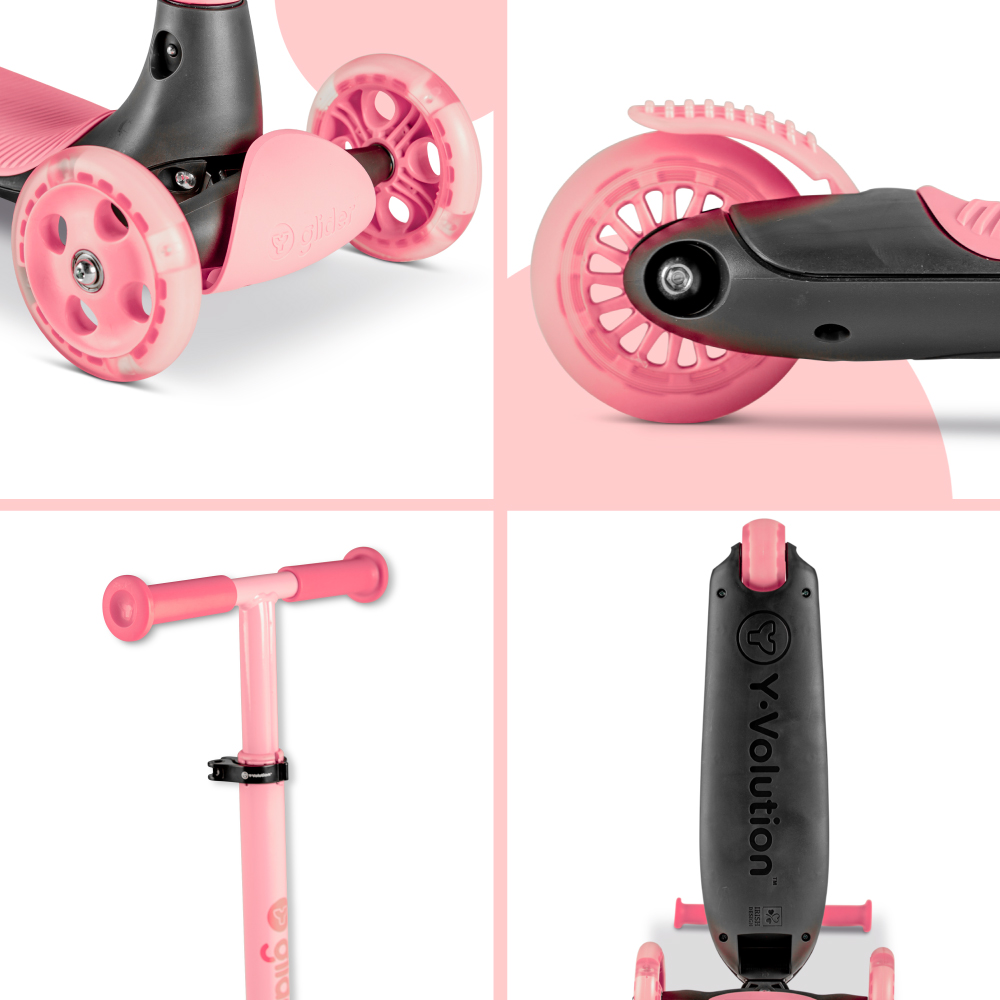 Trotineta cu 3 roti Yvolution Y Glider kiwi pink, roti Led, ghidon reglabil, greutate admisa 50 kg - 3 | YEO