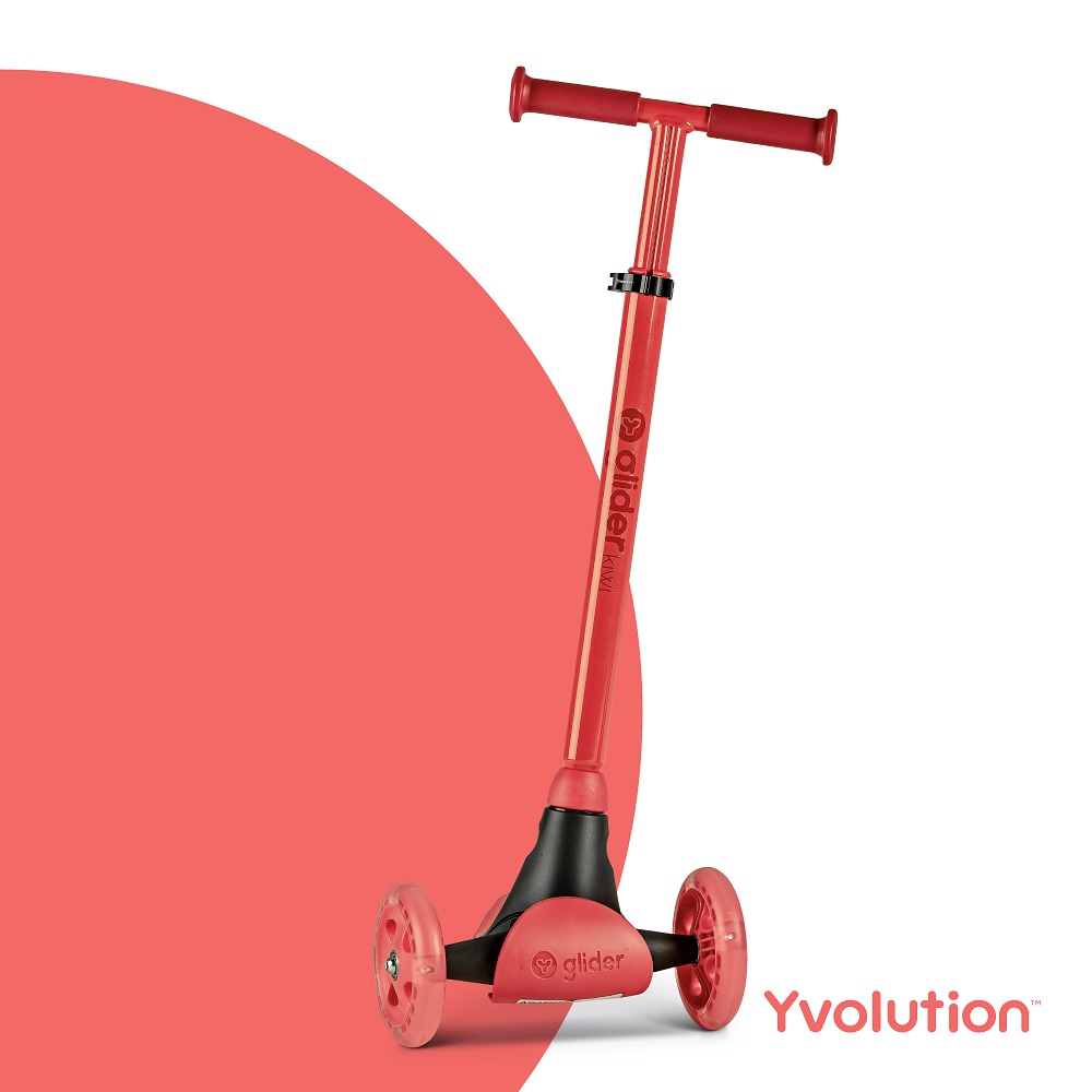 Trotineta cu 3 roti Yvolution Y Glider kiwi red, roti Led, ghidon reglabil, greutate admisa 50 kg - 1 | YEO