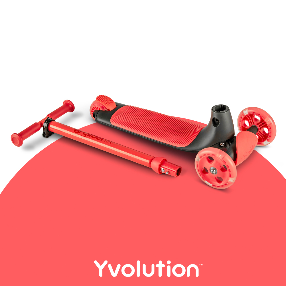 Trotineta cu 3 roti Yvolution Y Glider kiwi red, roti Led, ghidon reglabil, greutate admisa 50 kg - 2 | YEO