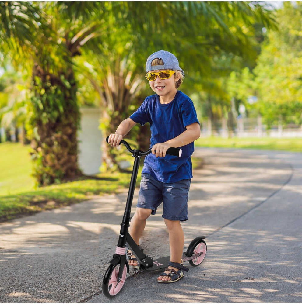 Trotineta pliabila cu amortizor City Scooter negru si roz - 5