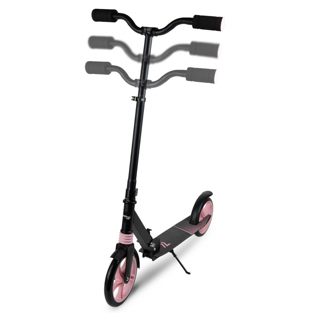 Trotineta pliabila, cu platforma antiderapanta, suspensii, roti PU 200 mm, Frana spate, manere ergonomice din spuma, greutate maxima admisa 100kg  City Scooter Black  Pink - 8