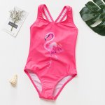 Costum de baie Roz bombon cu flamingo Marime 80