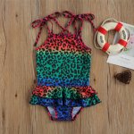 Costum de baie cu volan si bretelute Marime 100 Model Multicolor