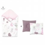 Set MimiNu paturica de infasat 75x75 cm + Perna bebelusi profilata 23x26 cm Baby Shower Pink