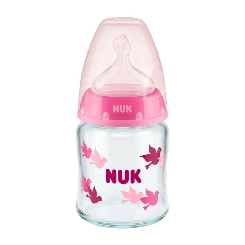 Biberon Nuk First Choice Sticla 120 ml tetina silicon M 0-6 luni roz - 1 | YEO