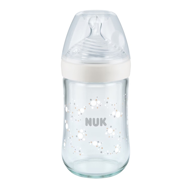 Biberon Nuk Nature Sense Sticla 240 ml tetina silicon M 6-18 luni alb - 1 | YEO