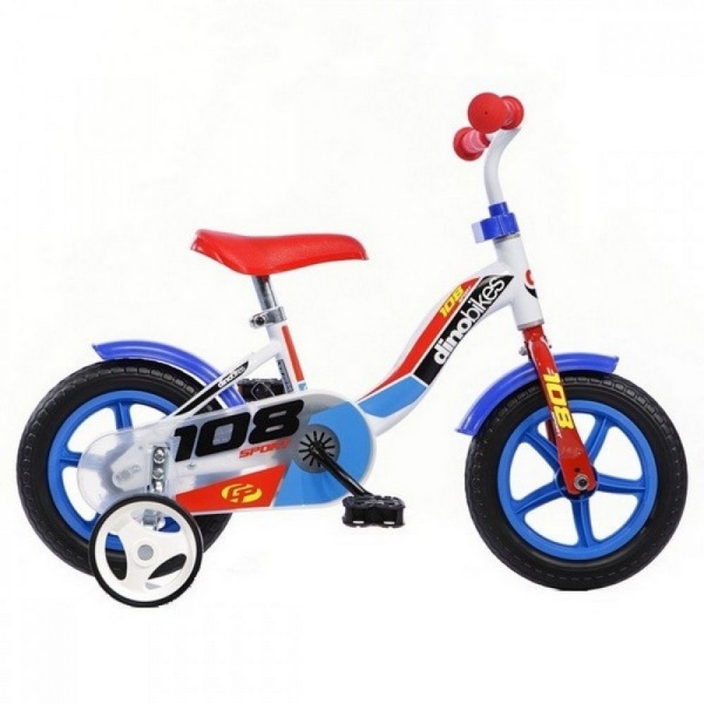 Bicicleta copii Dino Bikes 10 inch 108 Sport alb si albastru - 1
